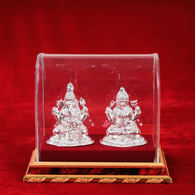  Silver Laxmi and Ganesh Idol (Medium) l 