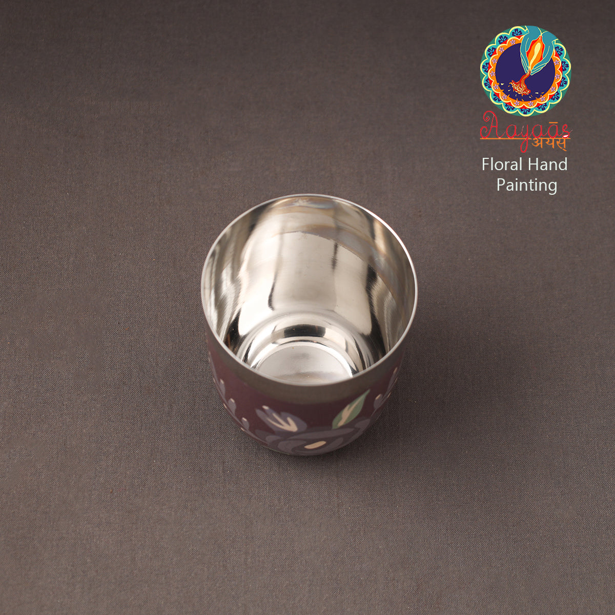 Floral Handpainted Enamelware Stainless Steel Glass 30