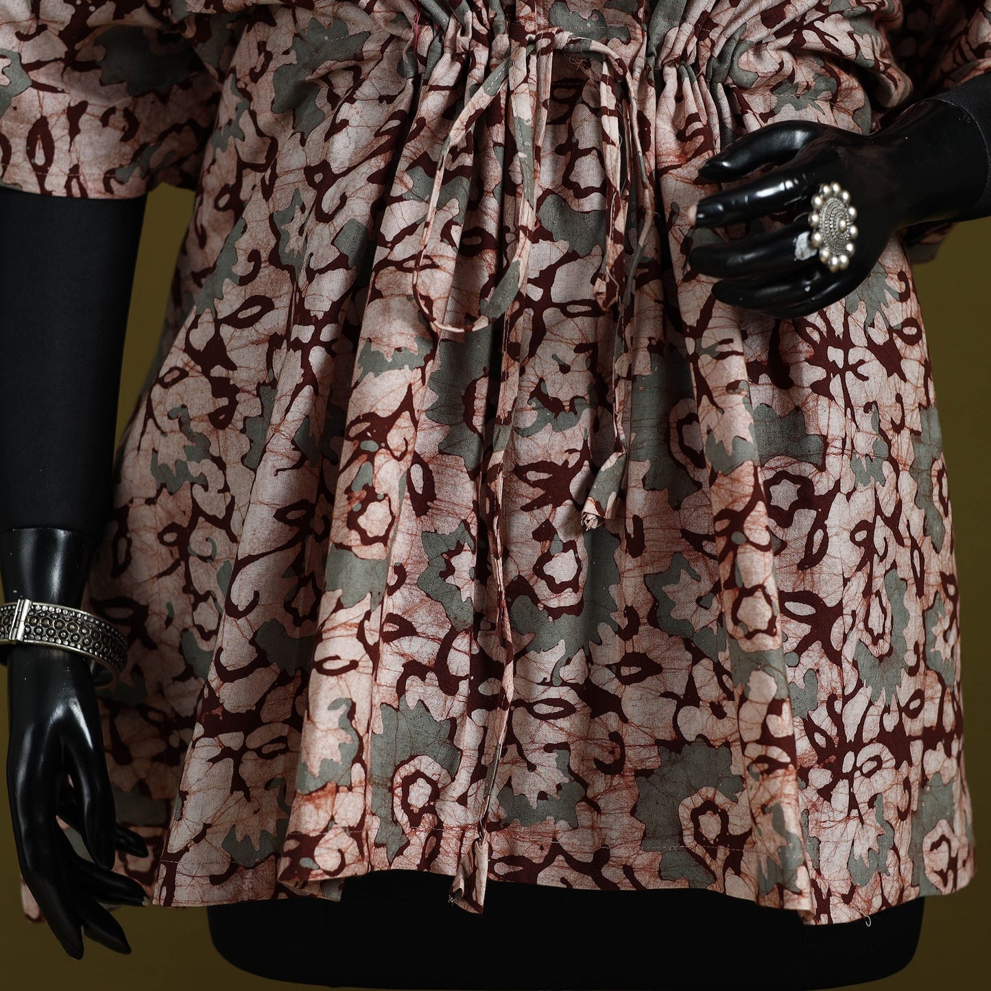 Hand batik cotton short kaftan 37 - handcrafted