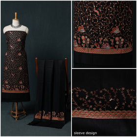 3pc Heavy Embroidered Wool Unstitched Dress Material Suit Set 30