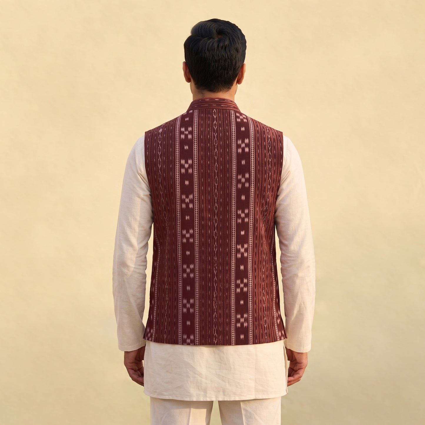 Sambalpuri Ikat Weave Cotton Men Nehru Jacket 05
