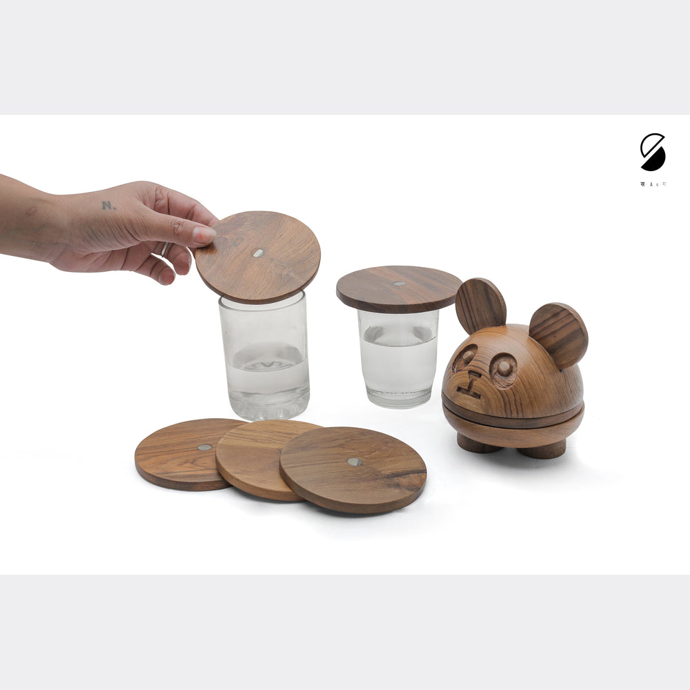 Handcrafted Wooden Panda Coaster ( Set of 6)