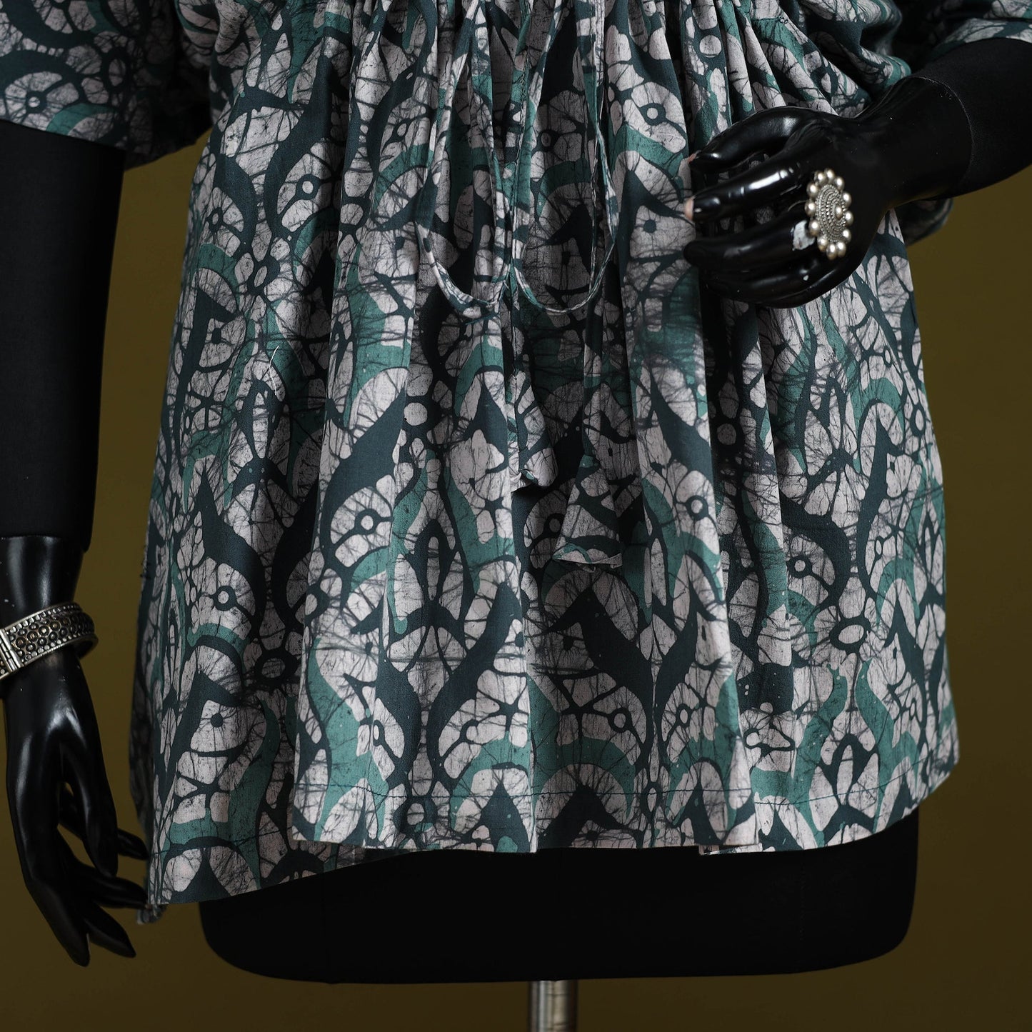 Hand batik cotton short kaftan 40 - handcrafted