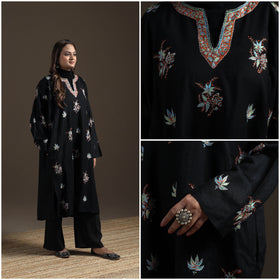 Kashmiri Heavy Sozni Hand Embroidered Handwoven Merino Wool Pheran 31