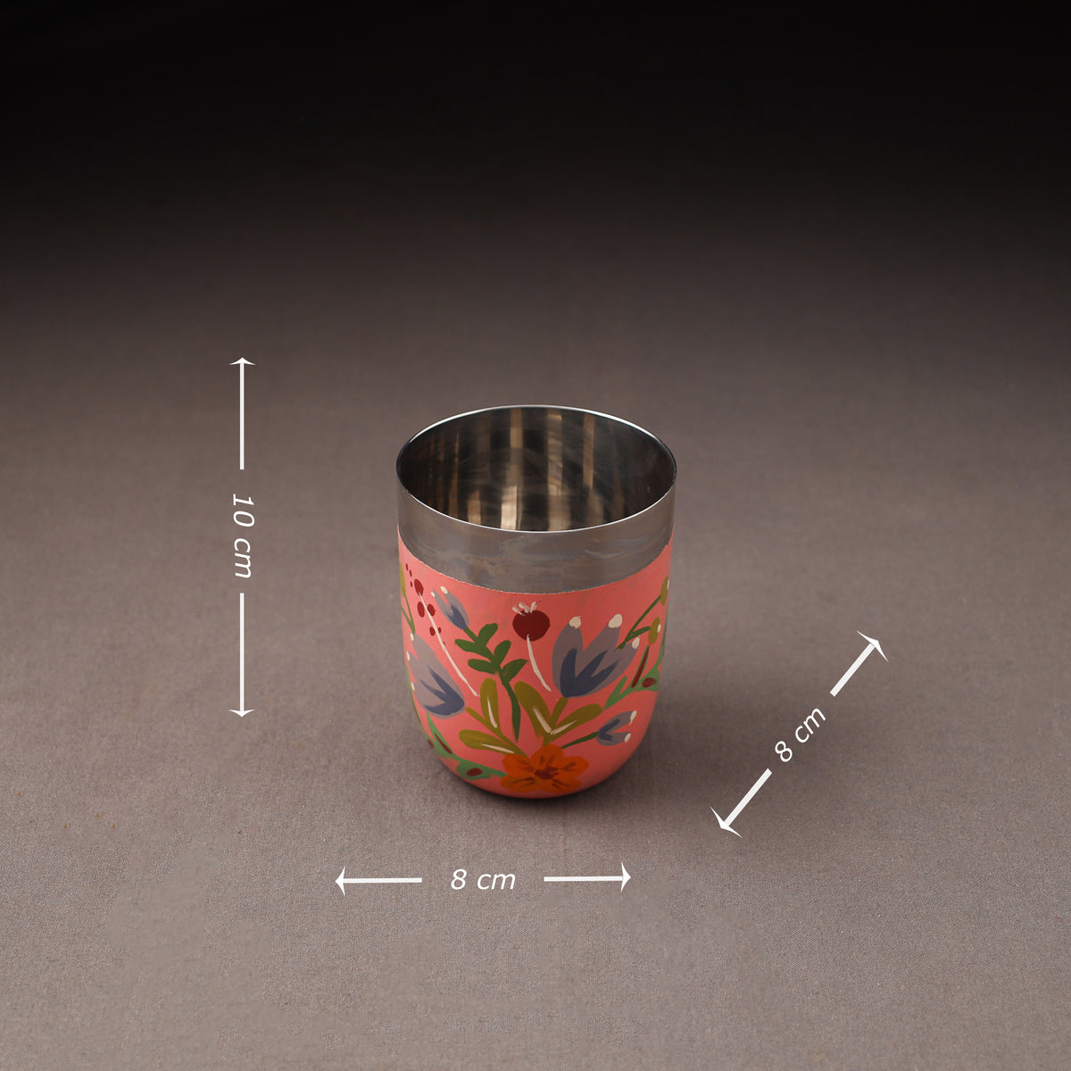 Floral Handpainted Enamelware Stainless Steel Glass 31