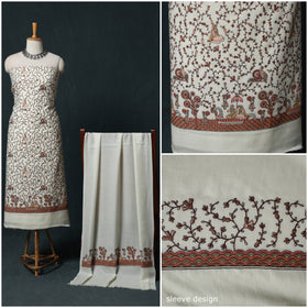 3pc Heavy Embroidered Wool Unstitched Dress Material Suit Set 31