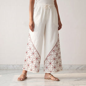 Bengal Kantha Hand Embroidered Cotton Palazzo 13