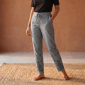 Elastic Waist Chikankari Hand Embroidery Cotton Lycra Cropped Pant 37
