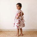 White - pure cotton girls frock dress in sanganeri floral