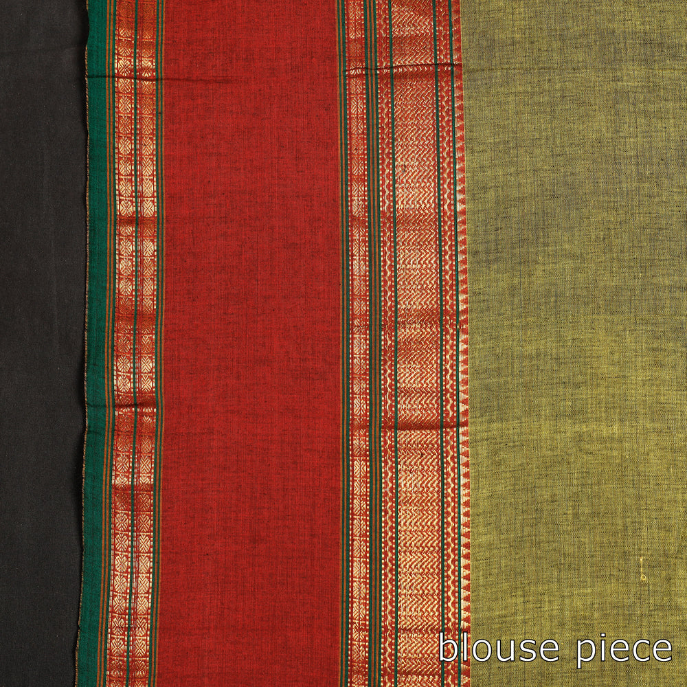 Green - Dharwad Cotton Saree with Zari Border