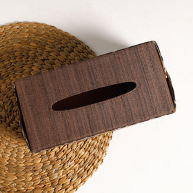 Brown Handpainted Kalamkari Natural Dyed Cotton Tissue Box 