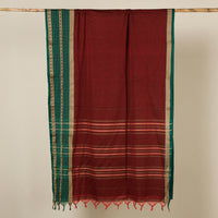 Maroon - Dharwad Cotton Saree with Zari Border