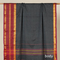 Black - Dharwad Cotton Saree with Zari Border