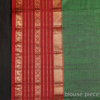 Green - Dharwad Cotton Saree with Zari Border