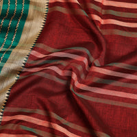 Maroon - Dharwad Cotton Saree with Zari Border