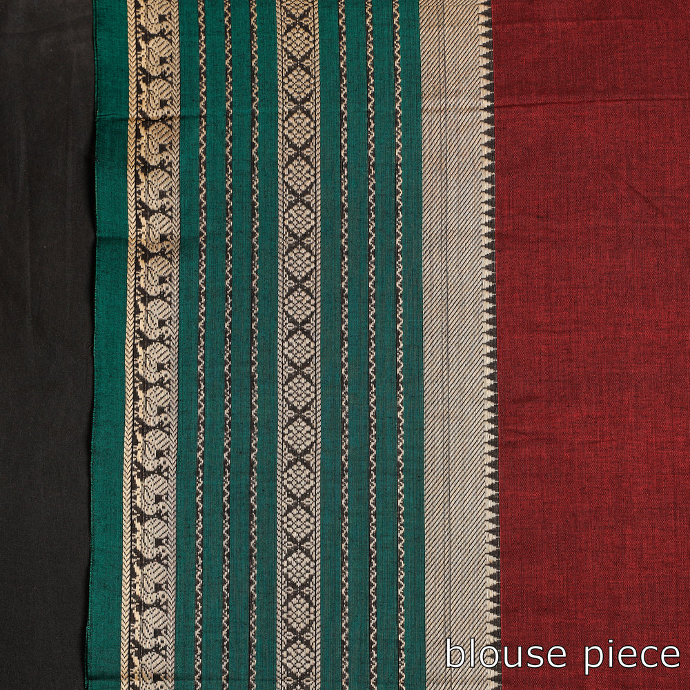 Maroon - Dharwad Cotton Saree with Zari Border