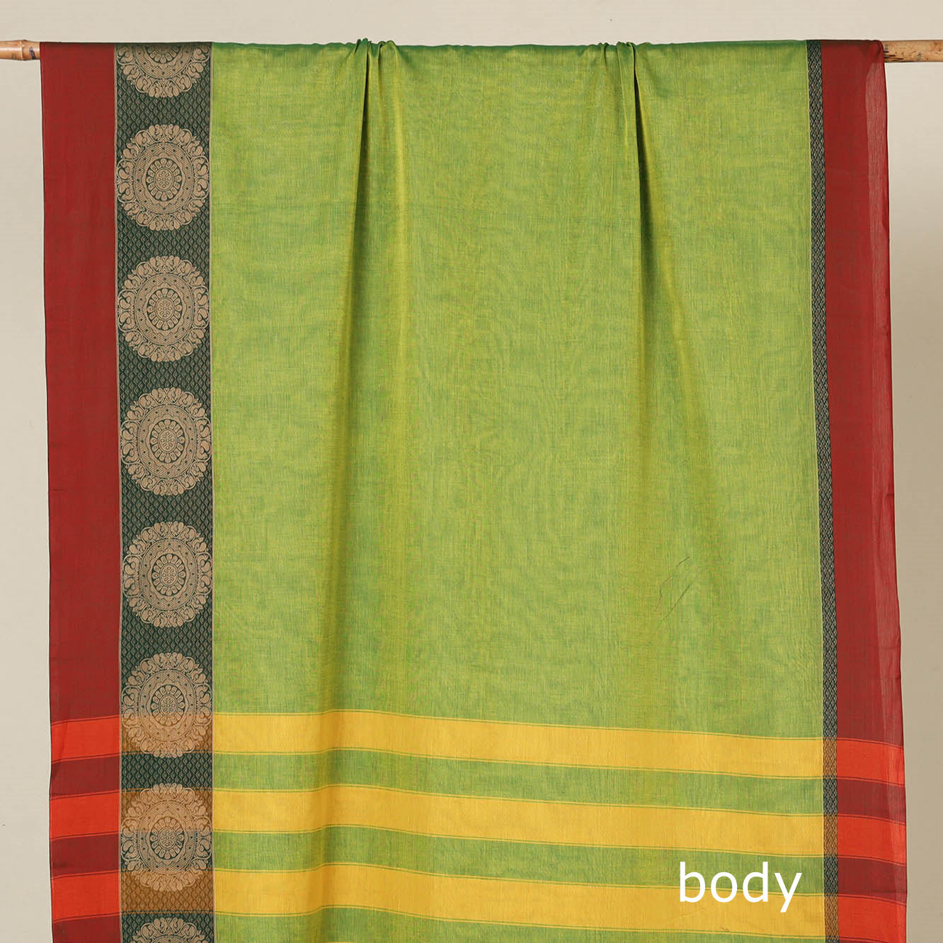 Green - Dharwad Cotton Saree with Thread Border