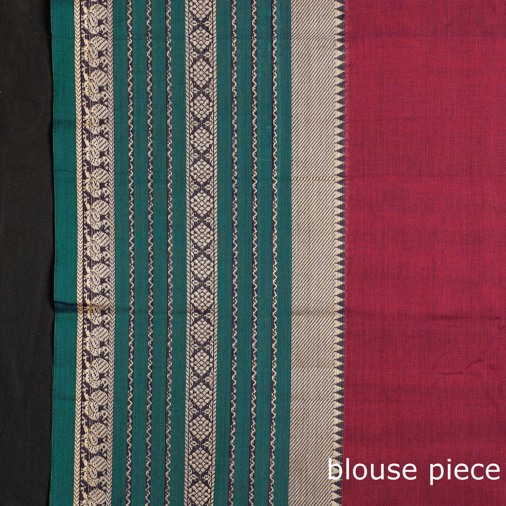 Red - Dharwad Cotton Saree with Zari Border