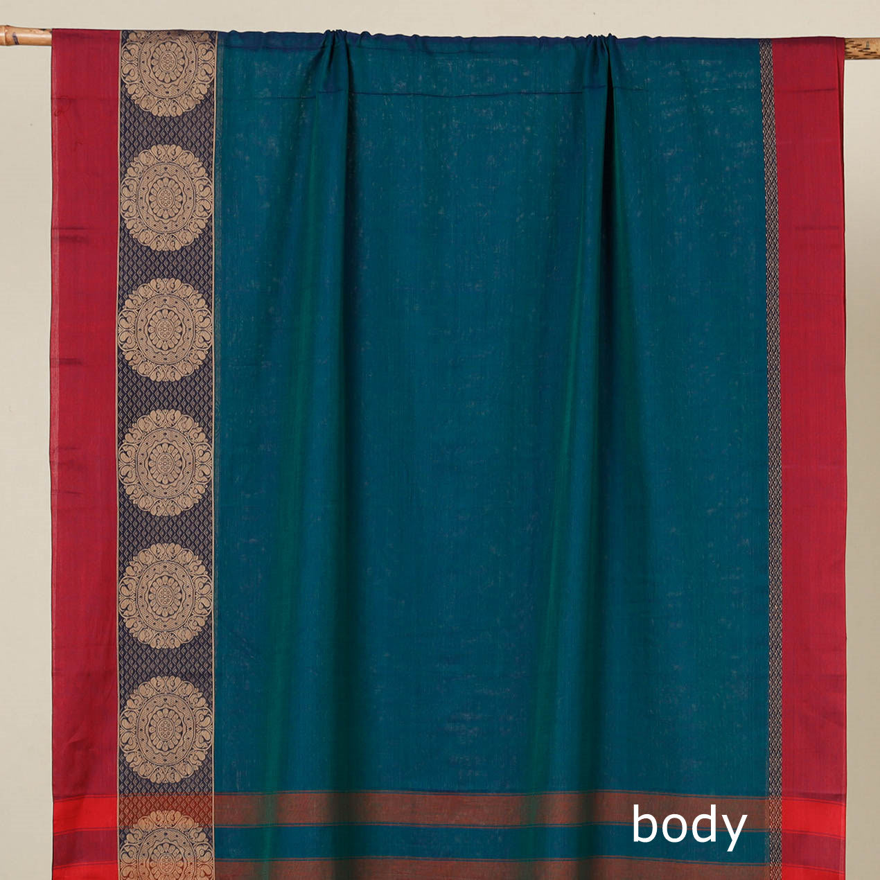 Blue - Dharwad Cotton Saree with Thread Border