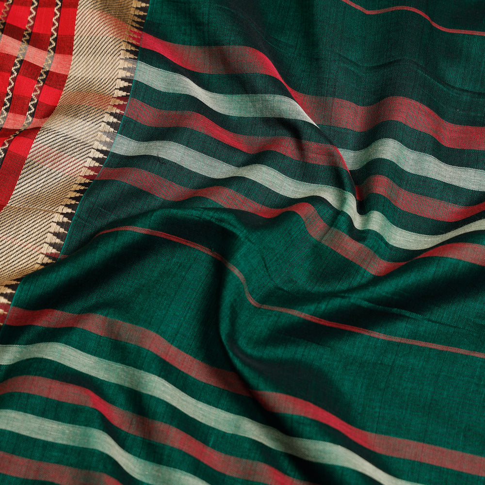 Green - Dharwad Cotton Saree with Zari Border