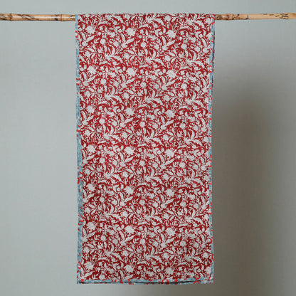 Red - Sanganeri Block Printed Cotton Stole 36