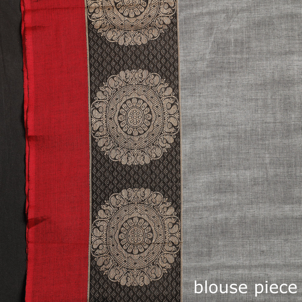 Grey - Dharwad Cotton Saree with Thread Border