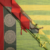 Green - Dharwad Cotton Saree with Thread Border