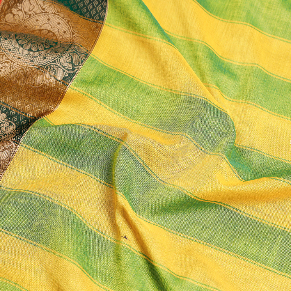 Green - Dharwad Cotton Saree with Thread Border