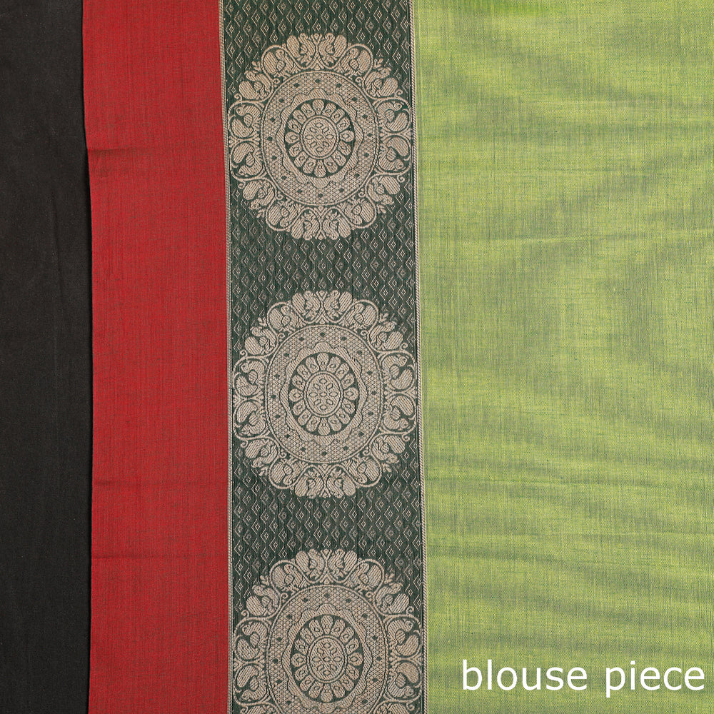 Green - Dharwad Cotton Saree with Thread Border