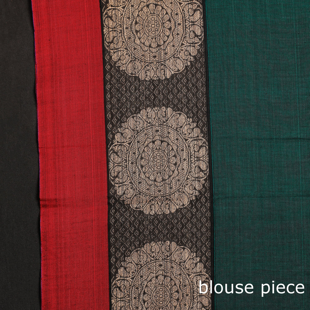 Green - Dharwad Cotton Saree with Thread Border