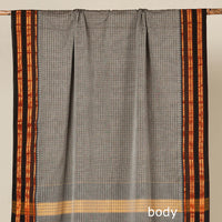 Grey - Dharwad Cotton Saree with Zari Border