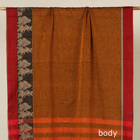 Brown - Dharwad Cotton Saree with Thread Border