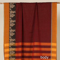 Maroon - Dharwad Cotton Saree with Thread Border