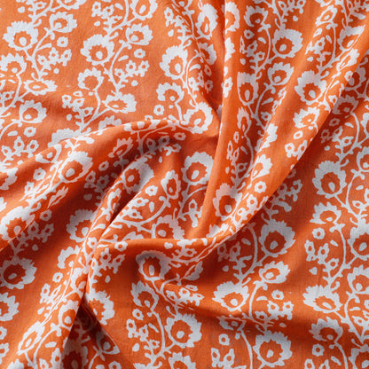 Orange - Bagh Block Printed Cotton Fabric