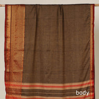 Brown - Dharwad Cotton Saree with Zari Border