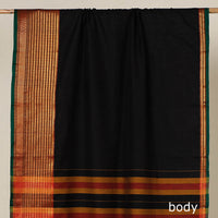 Black - Dharwad Cotton Saree with Zari Border