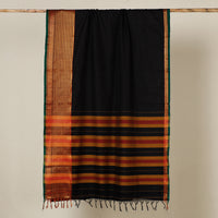 Black - Dharwad Cotton Saree with Zari Border