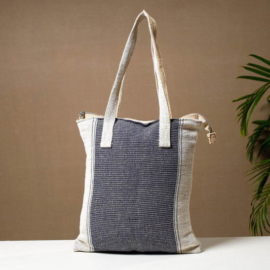 Grey - Handcrafted Jute Cotton Shoulder Bag