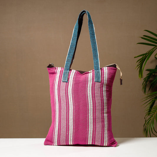 Pink - Handcrafted Jute Cotton Shoulder Bag