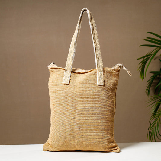 Beige - Handcrafted Jute Cotton Shoulder Bag