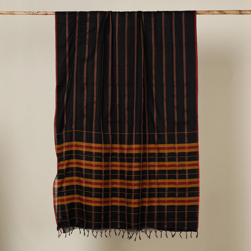 Black - Dharwad Cotton Saree with Woven Stripes