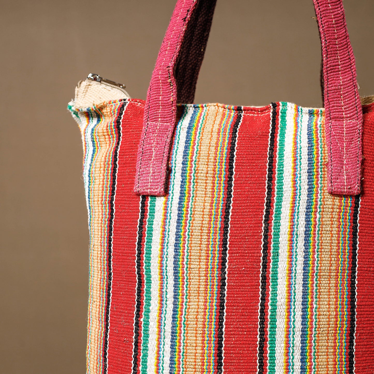 Multicolor - Handcrafted Jute Cotton Shoulder Bag