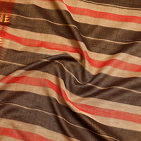 Brown - Dharwad Cotton Saree with Zari Border