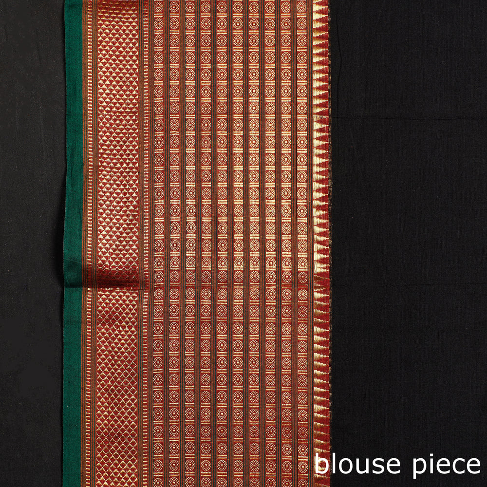 Black - Dharwad Cotton Saree with Zari Border