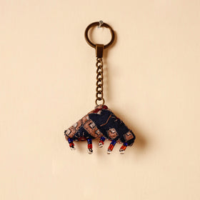 Black Handcrafted Kutch Hand Embroidery Keychain 
