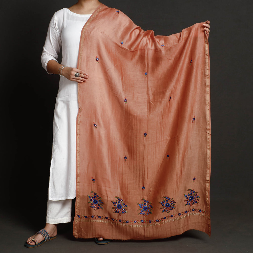 hand embroidery silk dupatta