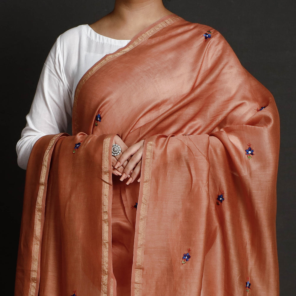 hand embroidery silk dupatta