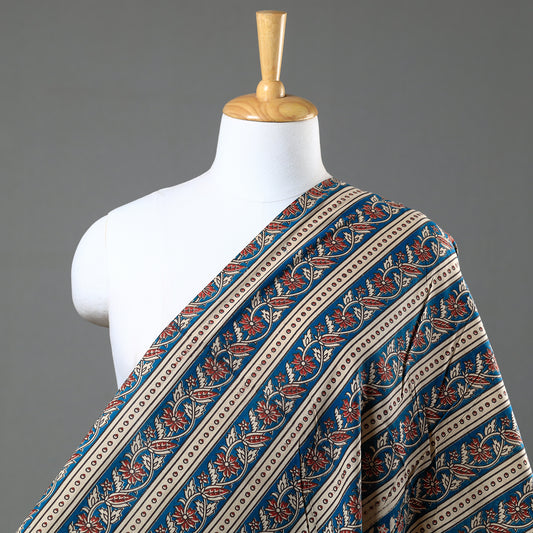 Blue - Kalamkari Printed Cotton Fabric 07