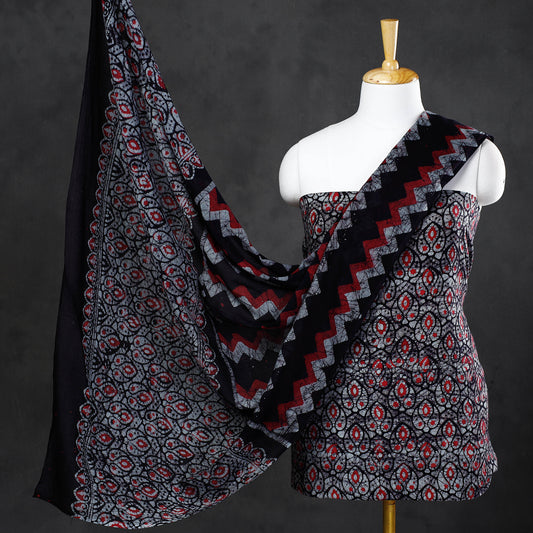 Multicolor - 3pc Kutch Batik Printed Cotton Suit Material Set