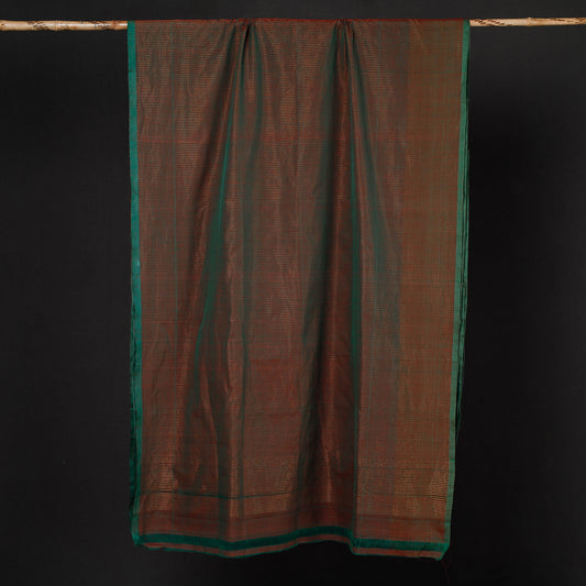 Brown - Traditional Venkatagiri Handloom Cotton Zari Stripe Saree